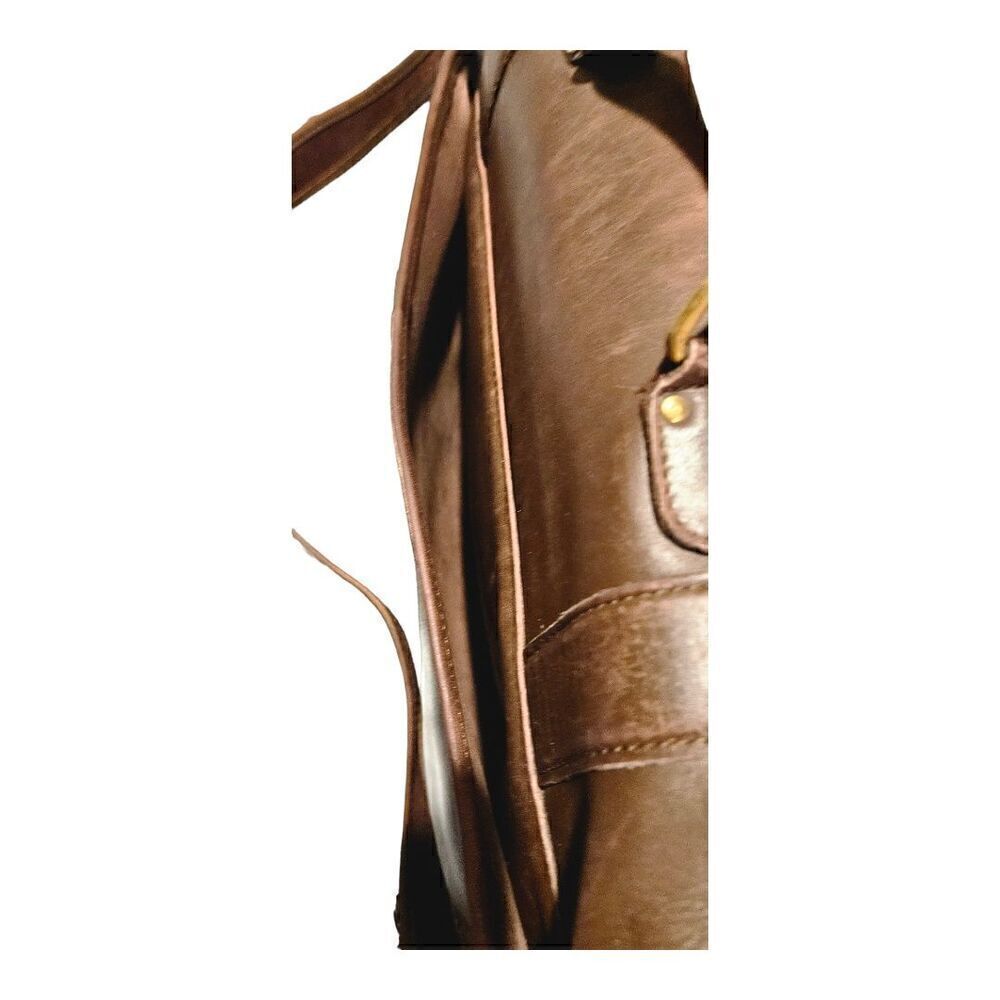 Coach Unisex Brown Leather Adjustable Shoulder Strap Flap Closure Messenger Bag - Picture 10 of 14